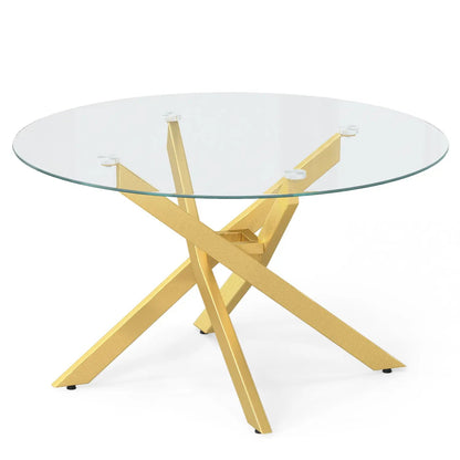 Glass Round Coffee Table With Tempered Glass Top