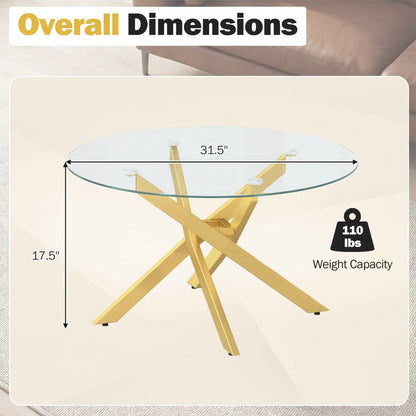 Glass Round Coffee Table With Tempered Glass Top