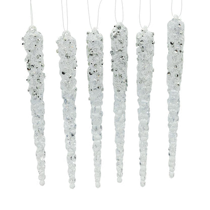 Glittered Icicles Ornaments, 6-Piece Box Set - Tampa Home & Garden Store