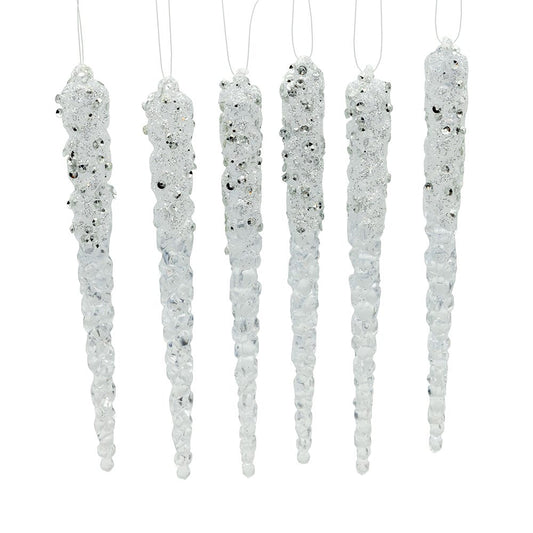 Glittered Icicles Ornaments, 6-Piece Box Set - Tampa Home & Garden Store