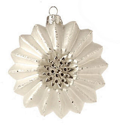 Glittered Star Glass Ornament White - Tampa Home & Garden Store