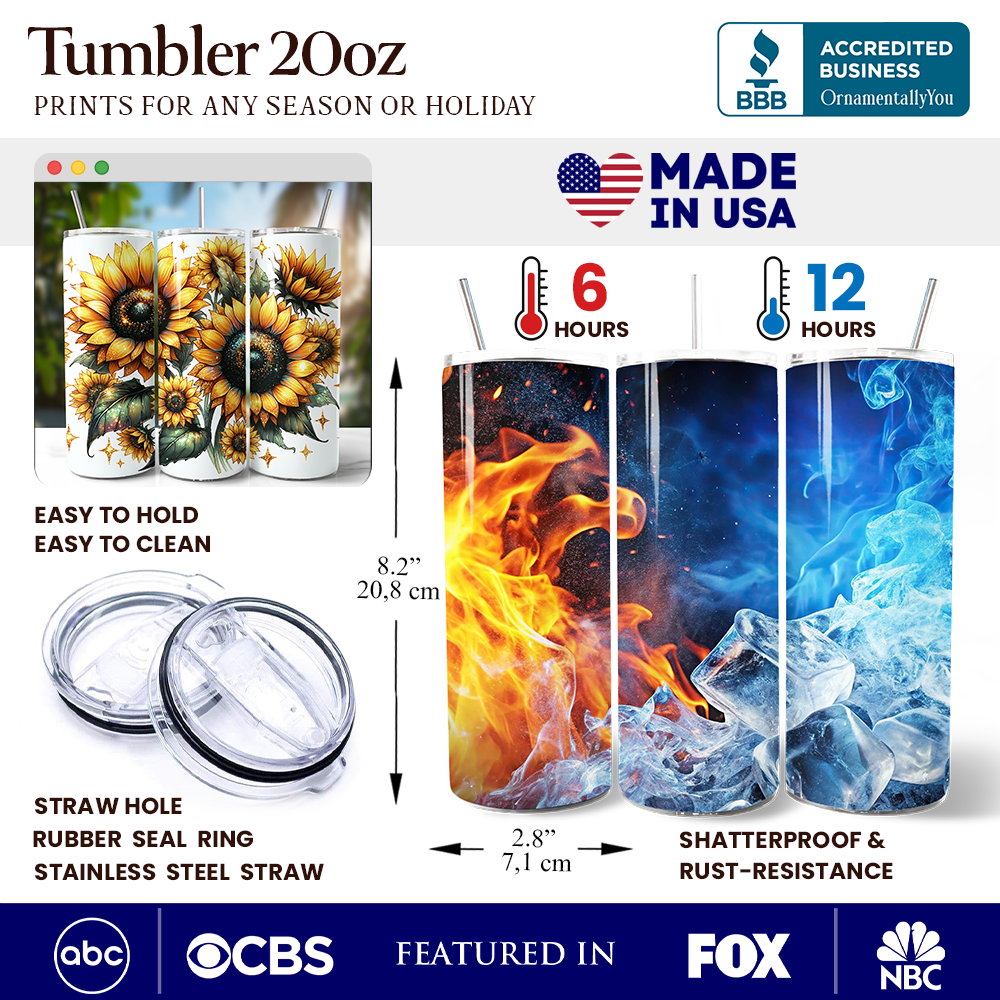 Glittered Sunflower Pattern 20oz Personalized Tumbler With Lid and Stainless Steel Straw, Yellow Summer Flowers Travel Mug Gift - Tampa Home & Garden Store