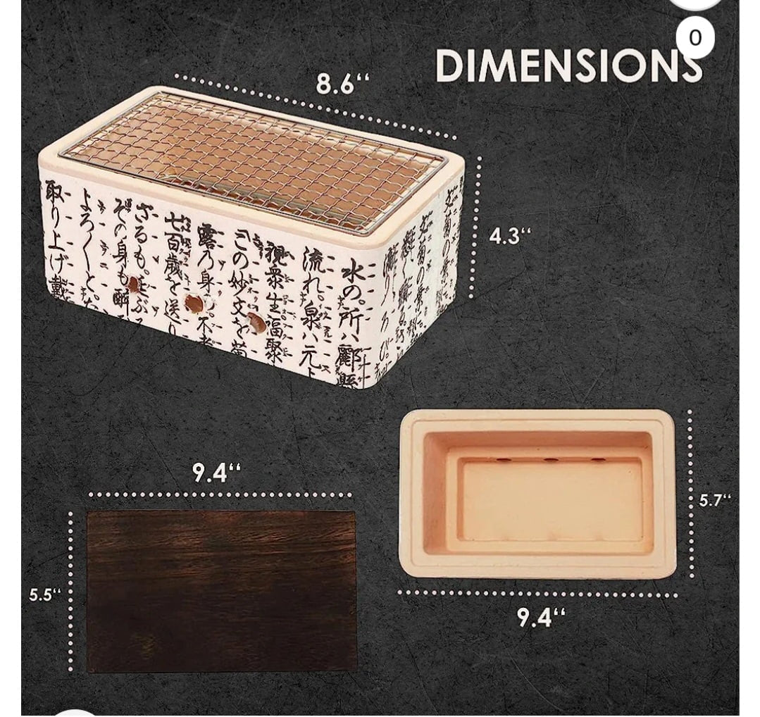 Global Kut Stainless Steel Yakitori Grill – Portable Tabletop Charcoal Grill for Authentic Japanese BBQ - Tampa Home & Garden Store