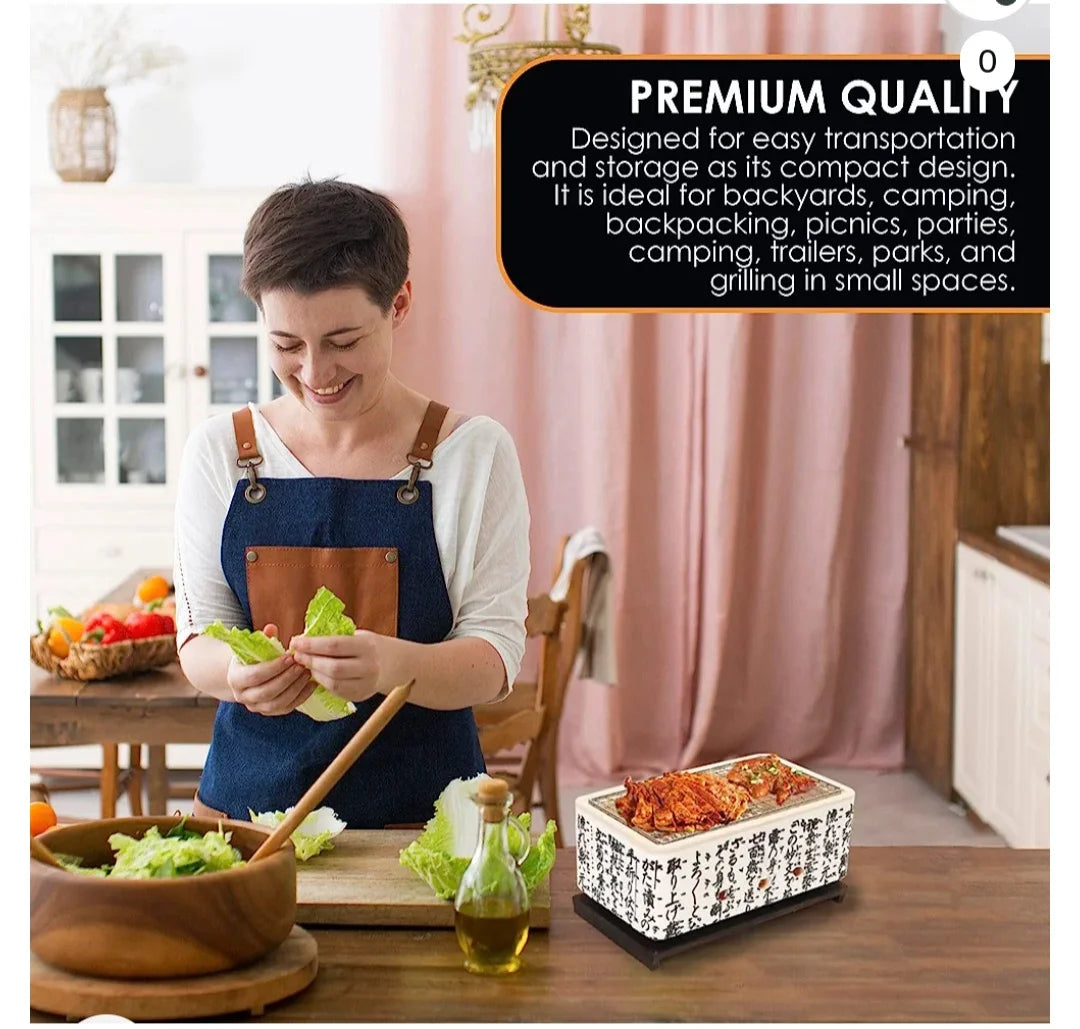 Global Kut Stainless Steel Yakitori Grill – Portable Tabletop Charcoal Grill for Authentic Japanese BBQ - Tampa Home & Garden Store