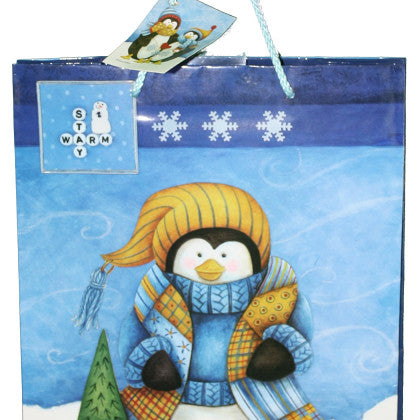 Gloss Finish Deluxe Gift Bag - Frosty Friends - Medium (12.5 x 10.5 x 4) - Tampa Home & Garden Store