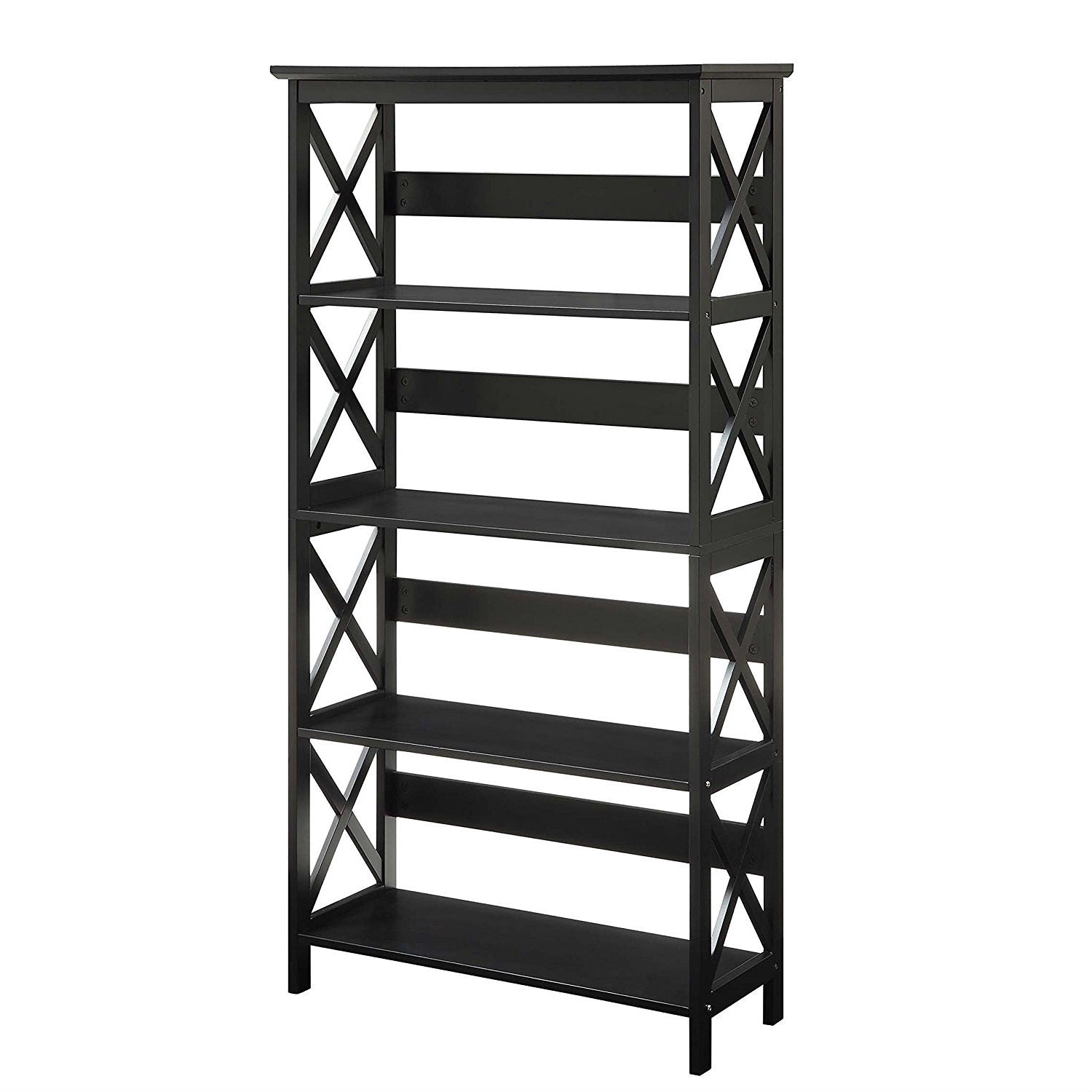 Glossy Black 5-Shelf Bookcase - Tampa Home & Garden Store