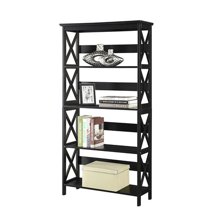 Glossy Black 5-Shelf Bookcase - Tampa Home & Garden Store