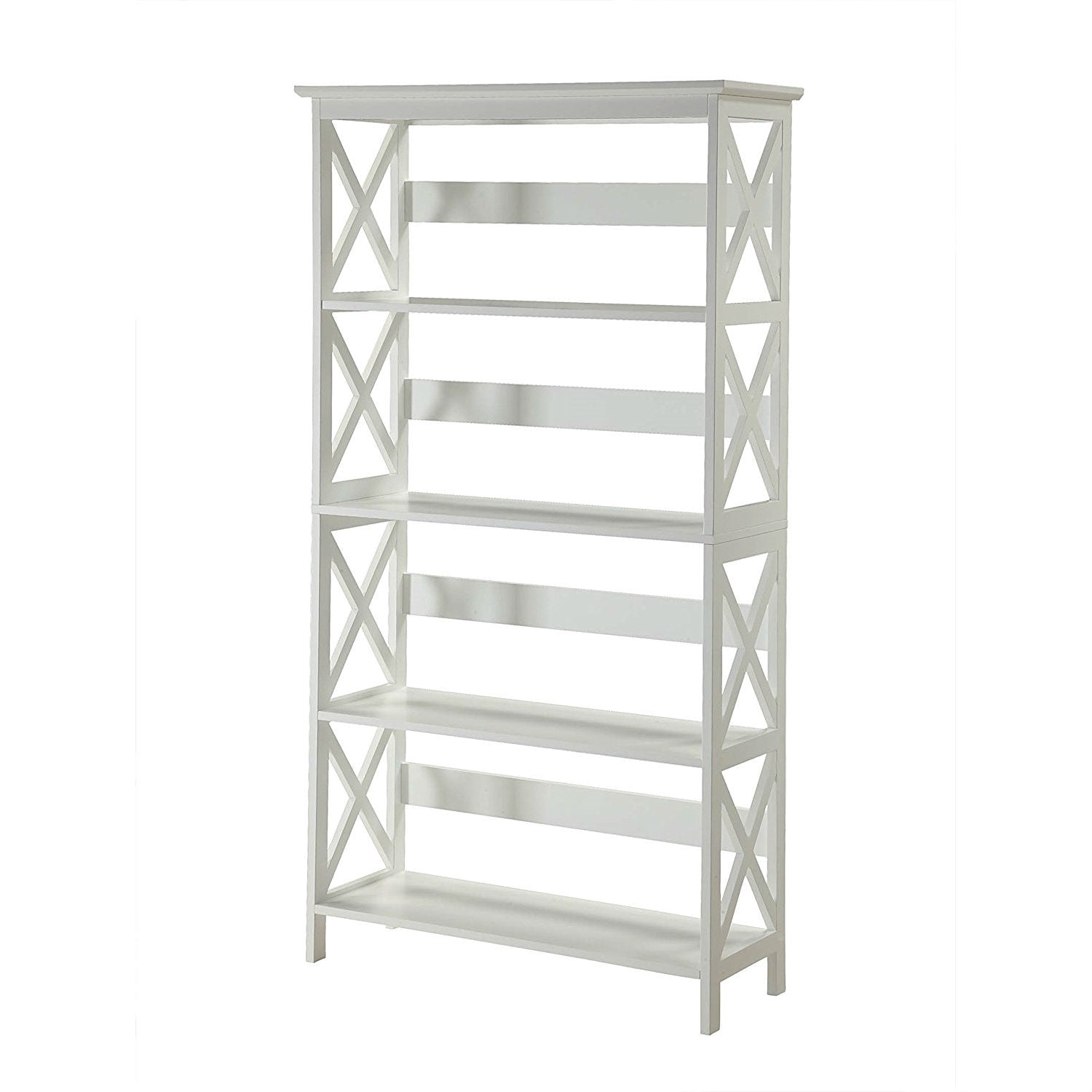 Glossy White 5-Shelf Bookcase - Tampa Home & Garden Store