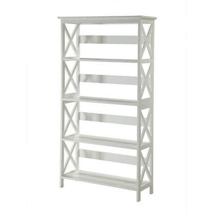 Glossy White 5-Shelf Bookcase - Tampa Home & Garden Store