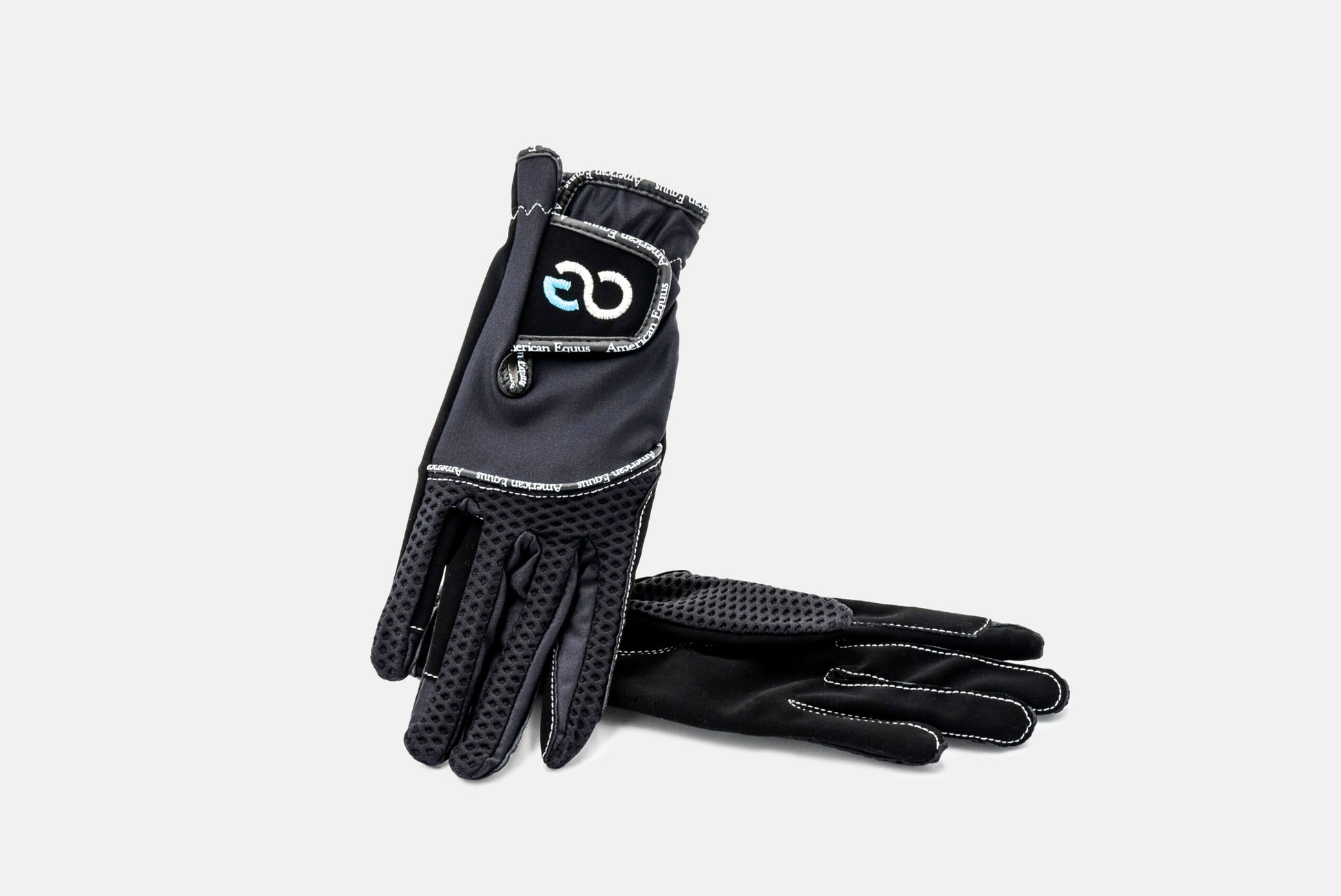 American Equus Cool-Flow riding gloves black with breathable mesh back and logo trim on Tampa Home & Garden Store