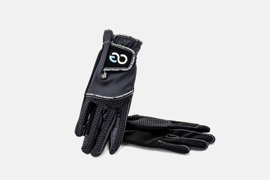 American Equus Cool-Flow riding gloves black with breathable mesh back and logo trim on Tampa Home & Garden Store