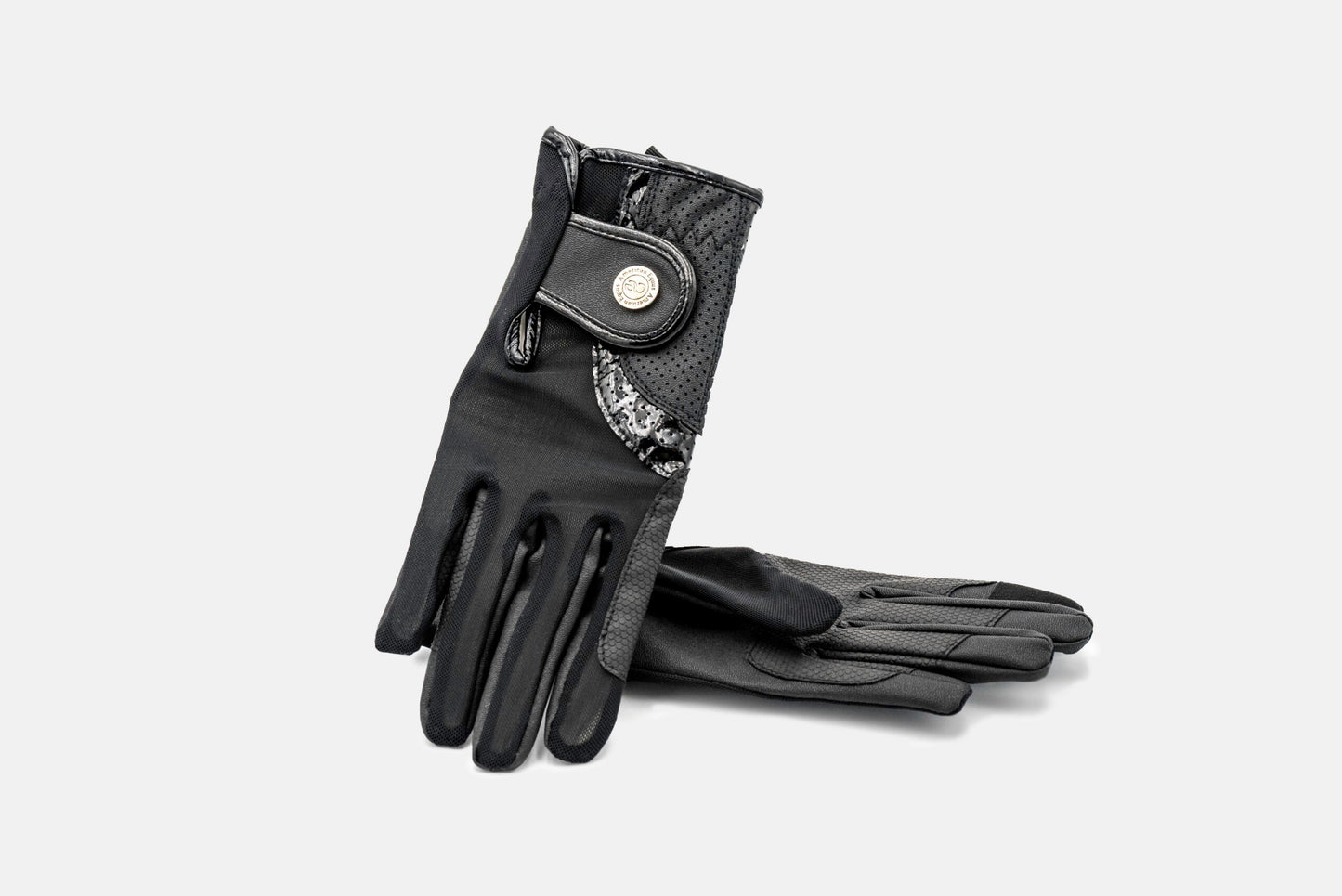 American Equus Modern Mesh Equestrian Riding Gloves black with perforated back and Velcro strap on Tampa Home & Garden Store