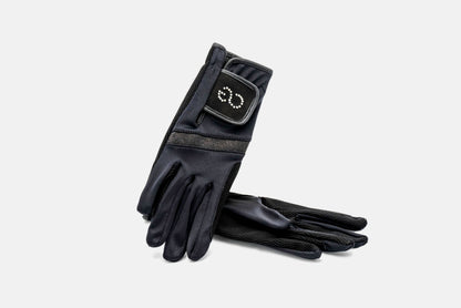 American Equus Crystal Edition Signature Equestrian Riding Gloves, black with crystal logo on Tampa Home & Garden Store