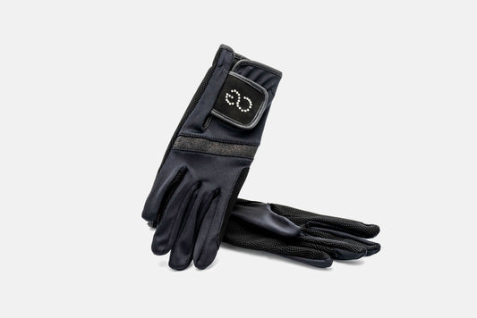 American Equus Crystal Edition Signature Equestrian Riding Gloves, black with crystal logo on Tampa Home & Garden Store