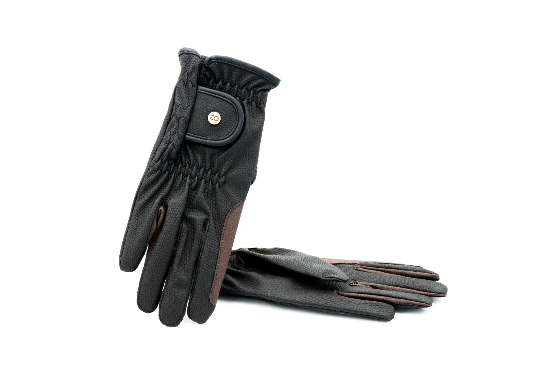 American Equus Hunter SPORT riding gloves, black textured leather with buttoned strap on Tampa Home & Garden Store