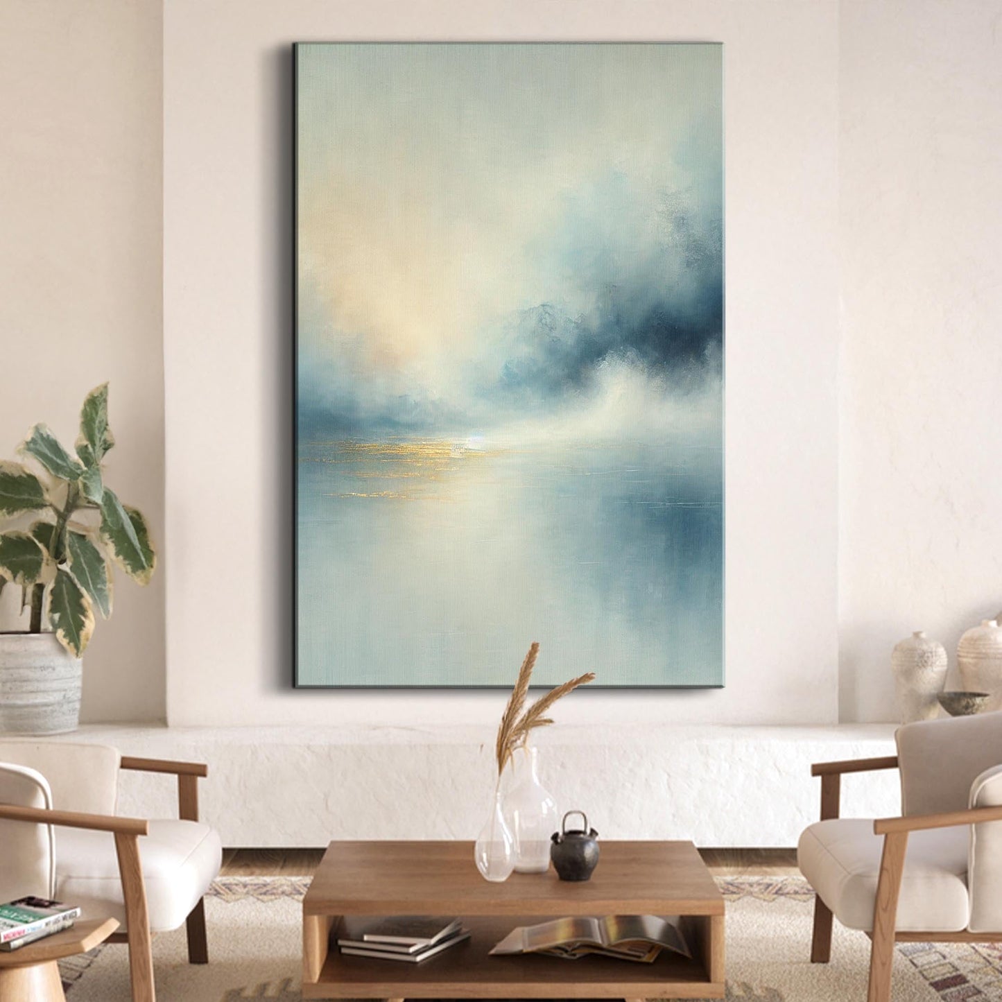 Abstract Calm Glow Wall Art canvas by Tailored Canvases in blue-green gradient crafting canvas on Tampa Home & Garden Store