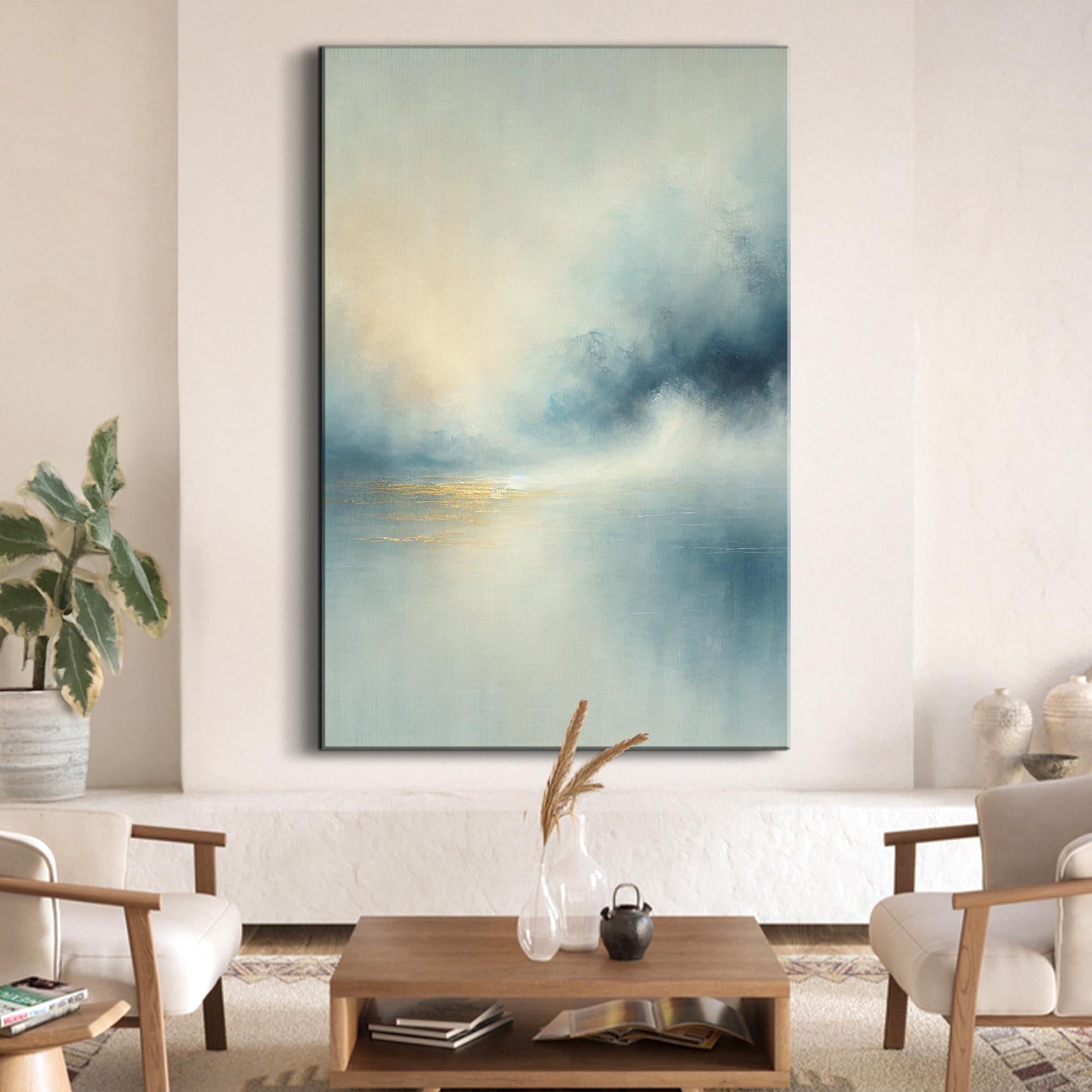 Abstract Calm Glow Wall Art canvas by Tailored Canvases in blue-green gradient crafting canvas on Tampa Home & Garden Store