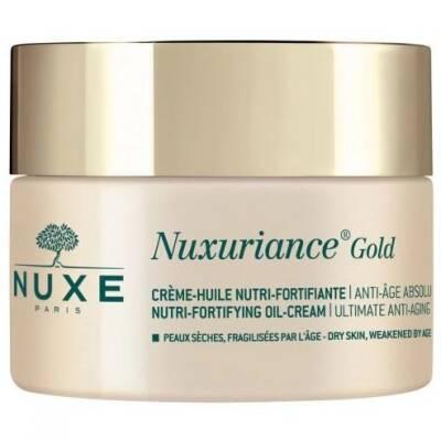 Face cream Nuxe Nuxuriance Gold jar with gold lid and beige container, NUXE Paris logo on Tampa Home & Garden Store