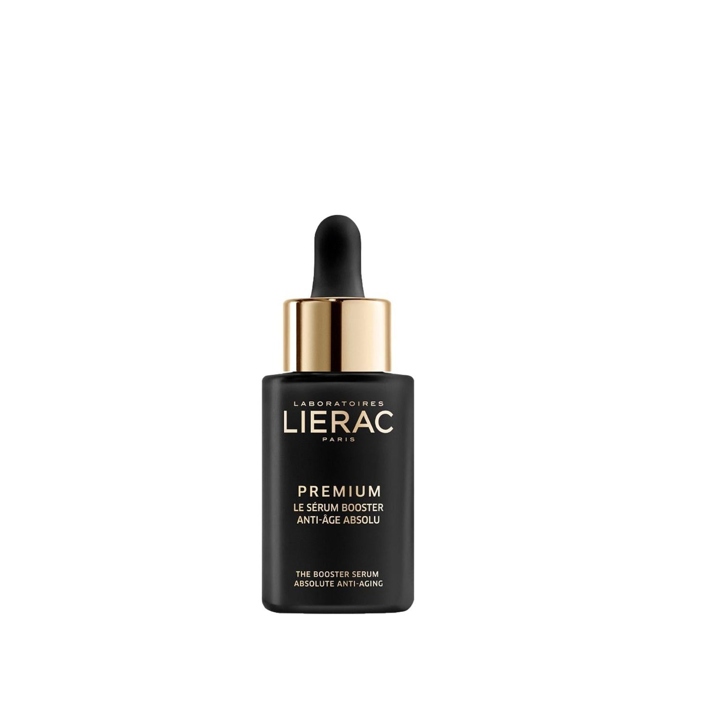 Lierac Premium Regenerating Serum bottle with black glass and gold dropper cap on Tampa Home & Garden Store