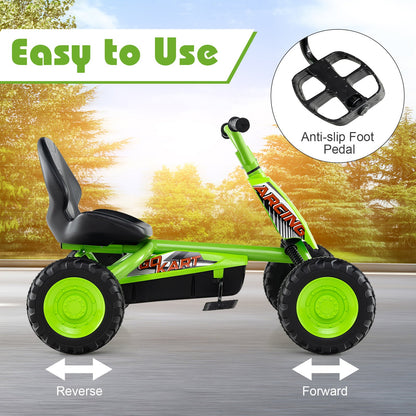 Go Kart for Kids 4 Wheel with Steering Handlebars and Adjustable Seat