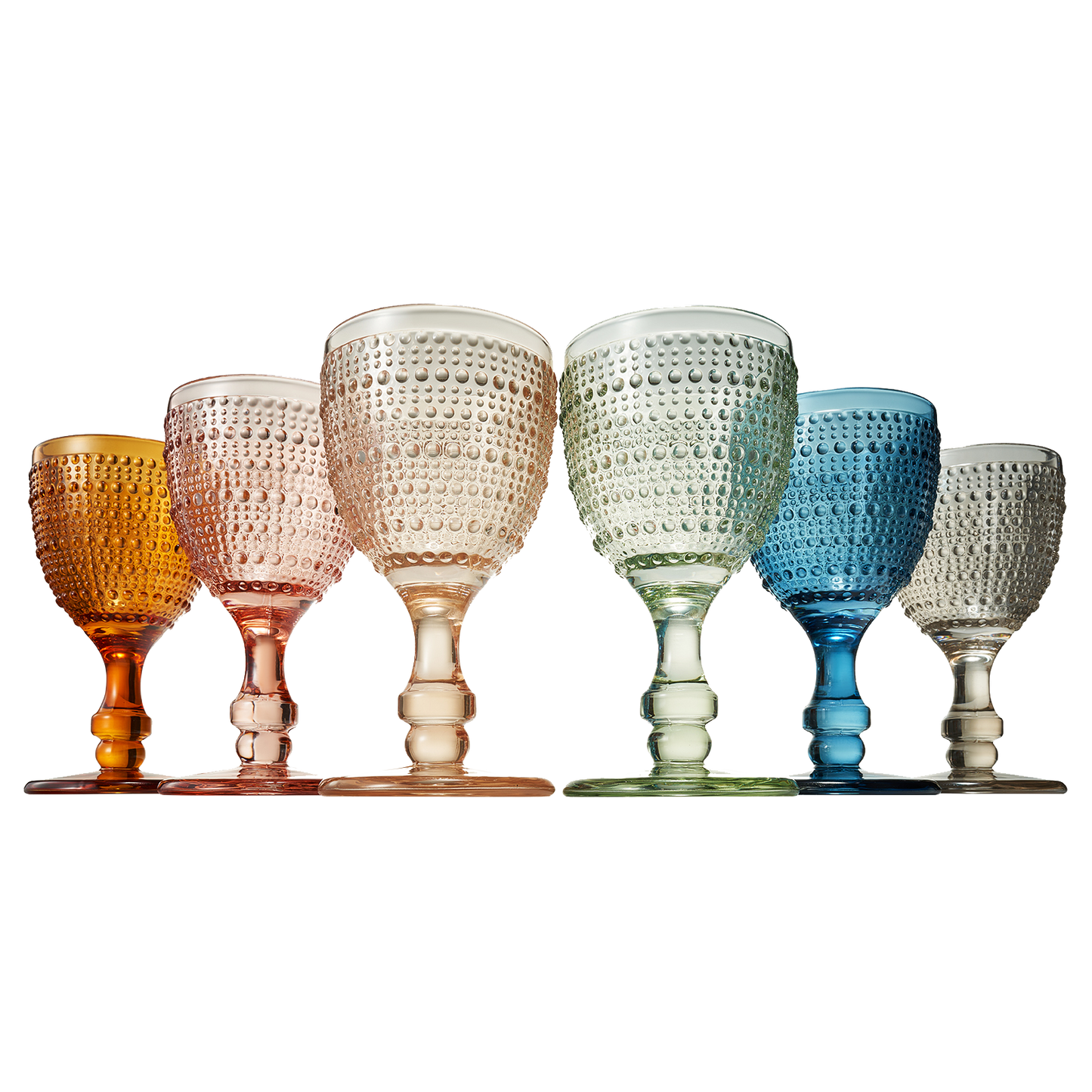 Tonal Hobnail Goblet Stemmed Wine Glass Set of 6