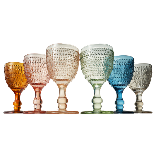 Tonal Hobnail Goblet Stemmed Wine Glass Set of 6