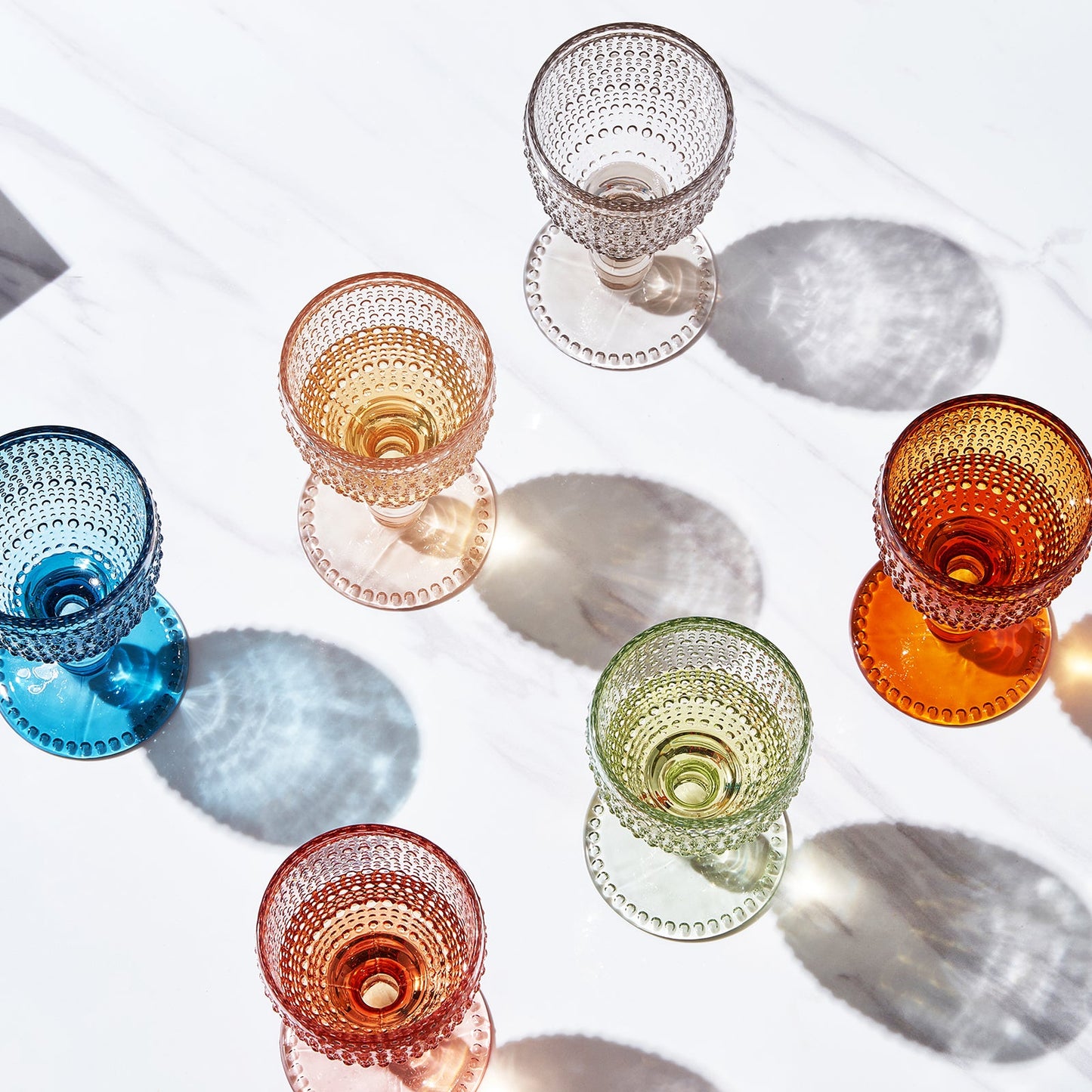 Tonal Hobnail Goblet Stemmed Wine Glass Set of 6