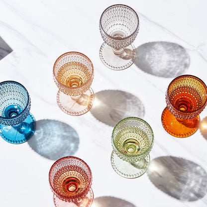 Tonal Hobnail Goblet Stemmed Wine Glass Set of 6