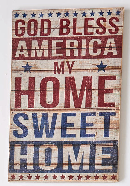 God Bless America Distressed Wooden Sign - Tampa Home & Garden Store