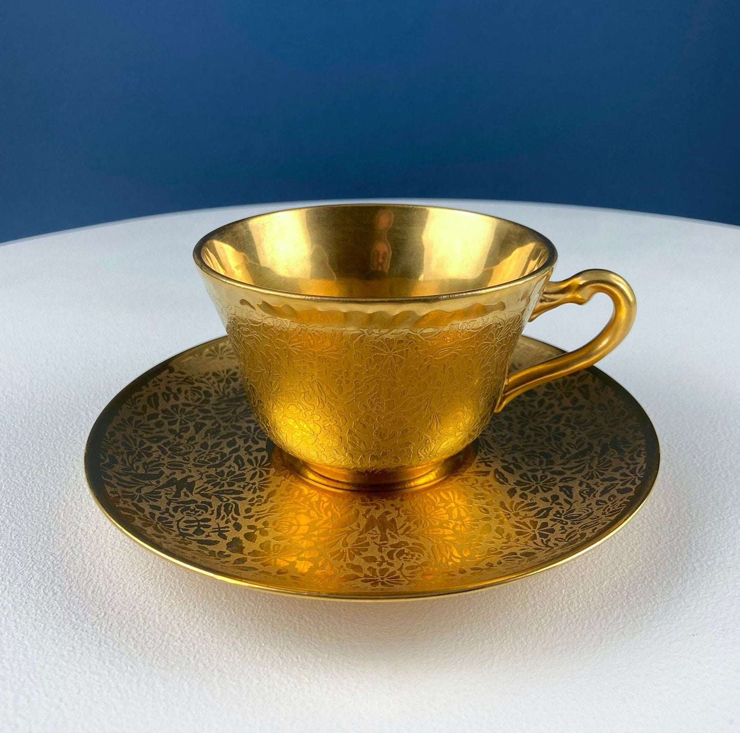 Gold Cup and Saucer with Red Plate: Wheeling Germany, Omeco Czechoslovakia Tea Set - Tampa Home & Garden Store