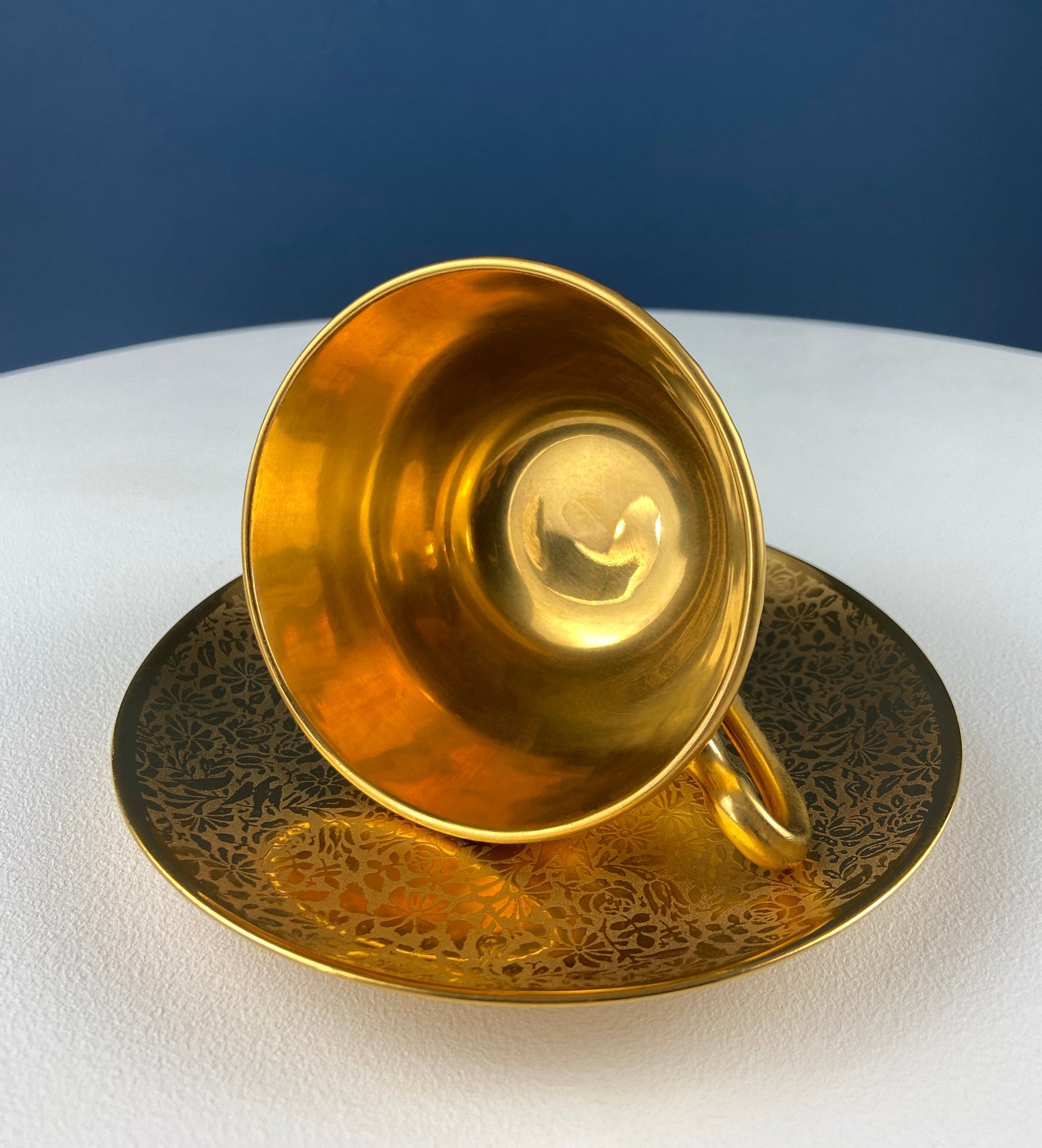 Gold Cup and Saucer with Red Plate: Wheeling Germany, Omeco Czechoslovakia Tea Set - Tampa Home & Garden Store