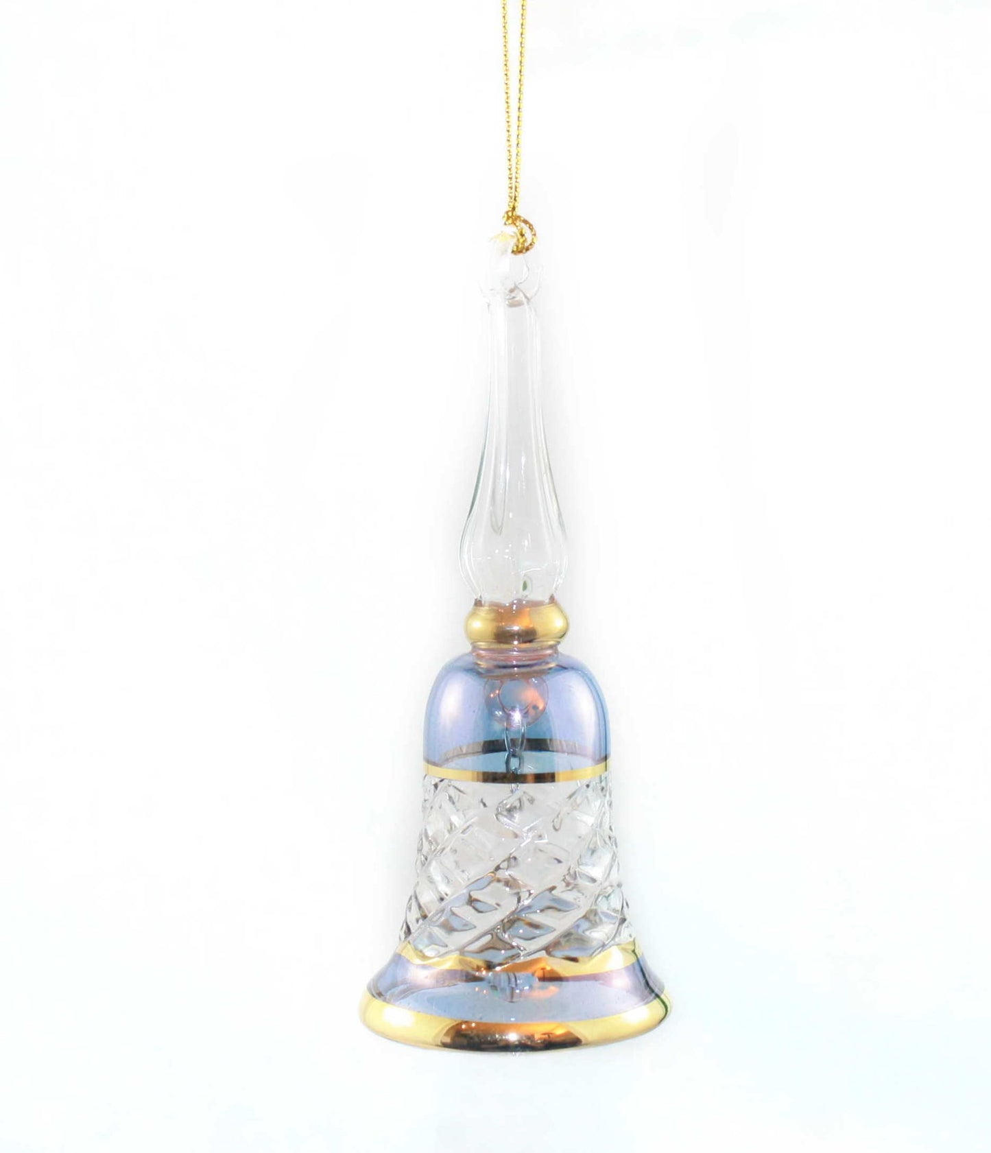 Gold Cut Etched Bell - Blue - Tampa Home & Garden Store