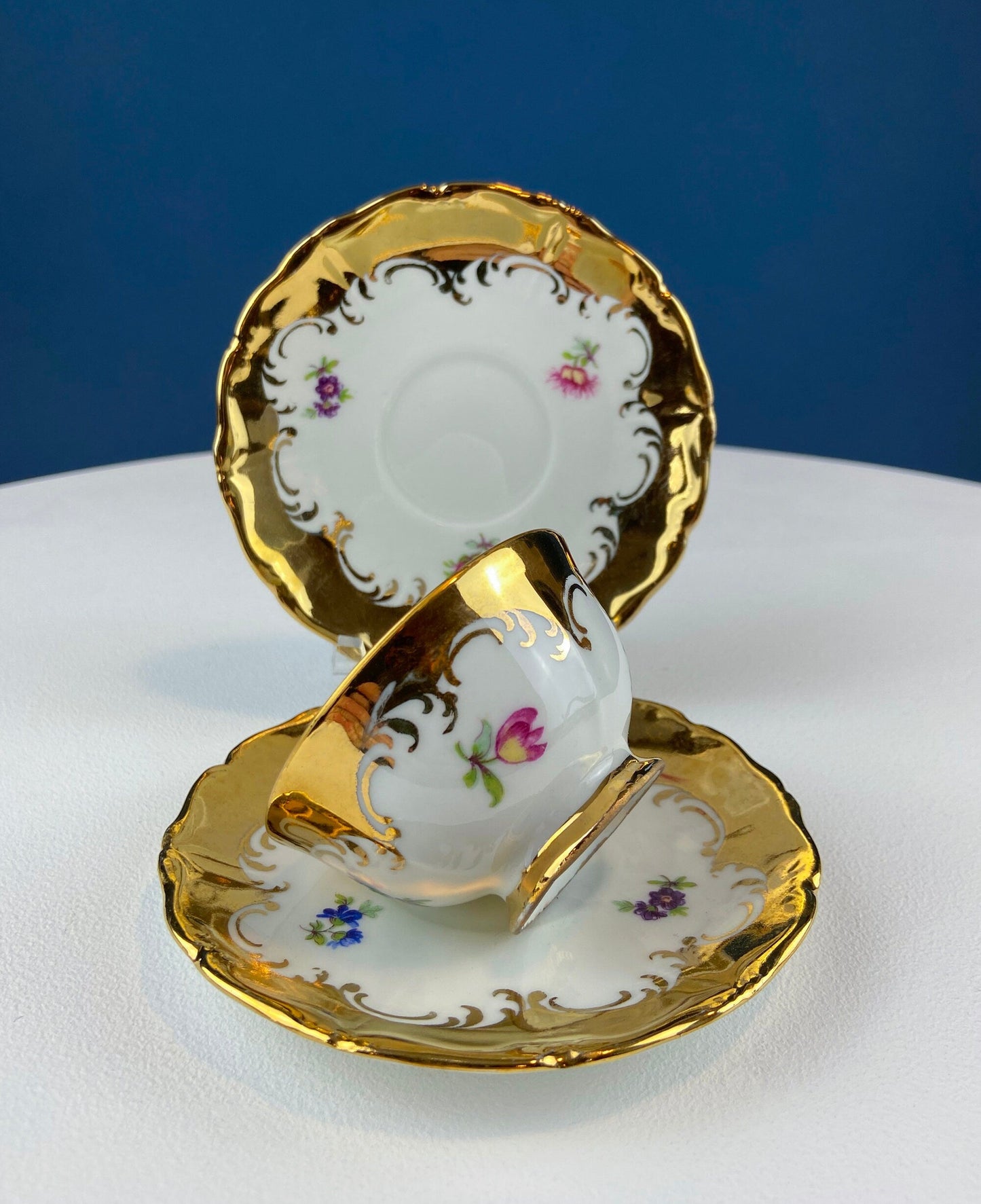 Gold Demitasse Tea Set: Prussian Hand-Painted Coffee/Tea Service for Two - Tampa Home & Garden Store