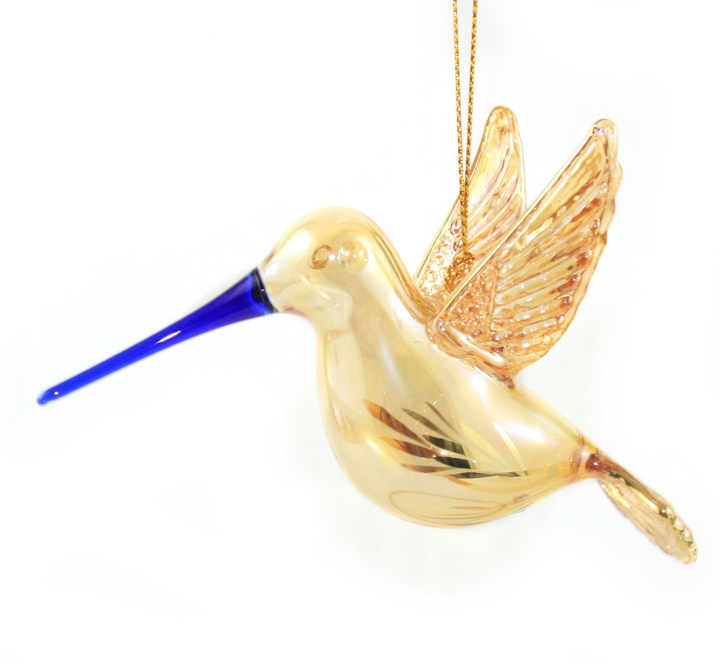 Gold Etched Glass Hummingbird Ornament - Golden - Tampa Home & Garden Store