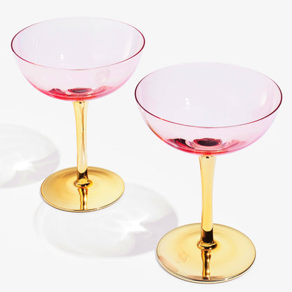 Deco and Pink Champagne Coupe Glassware Set