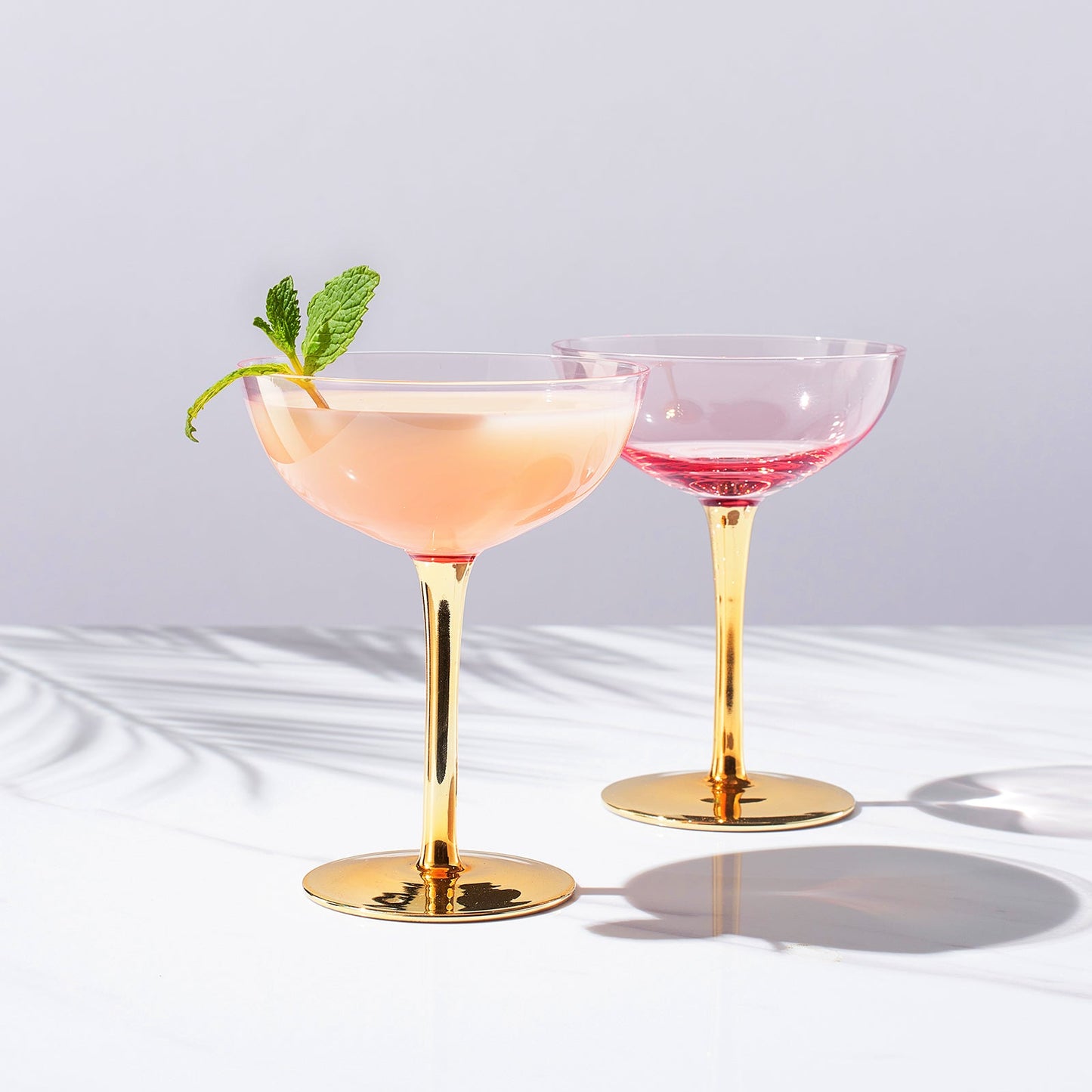 Deco and Pink Champagne Coupe Glassware Set