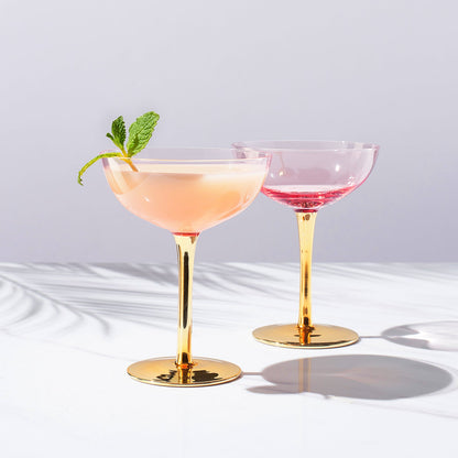 Deco and Pink Champagne Coupe Glassware Set