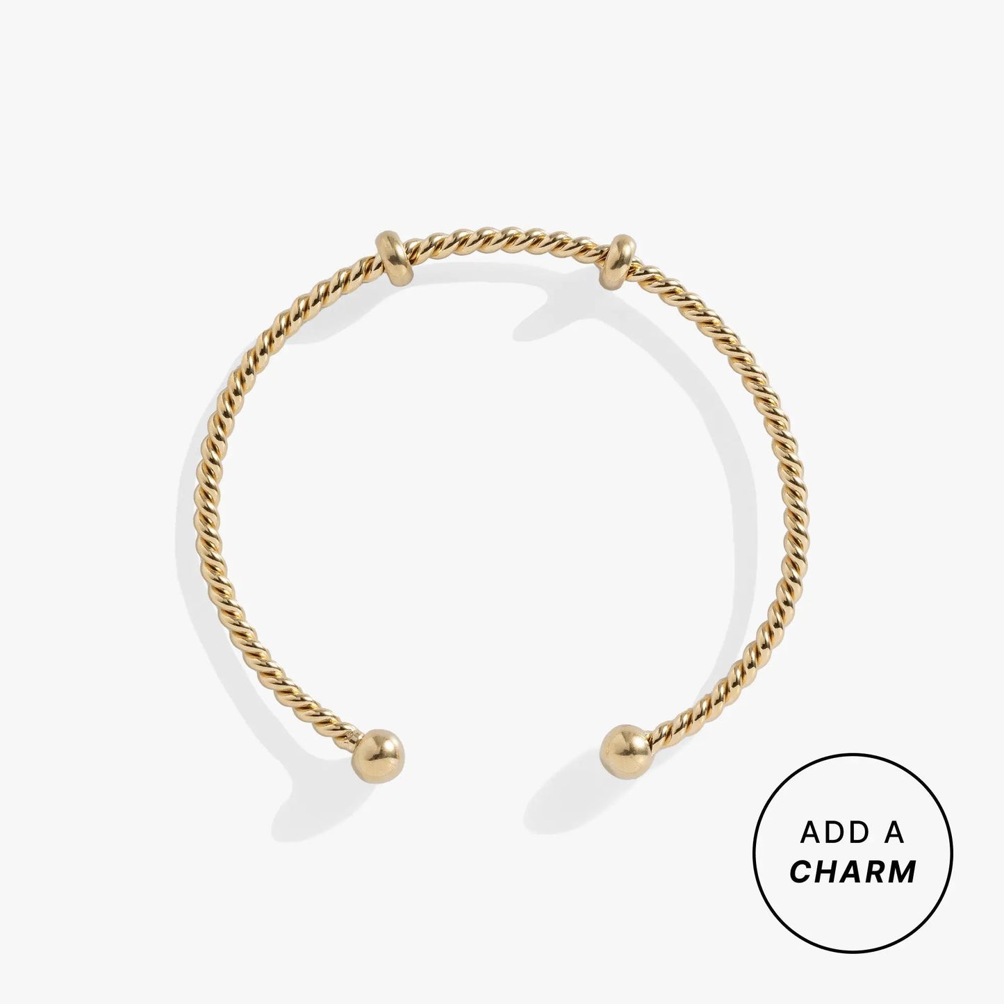 Gold-tone French Rope Charm Bracelet Cuff by Alex and Ani with rope and end beads on Tampa Home & Garden Store