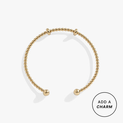 Gold-tone French Rope Charm Bracelet Cuff by Alex and Ani with rope and end beads on Tampa Home & Garden Store