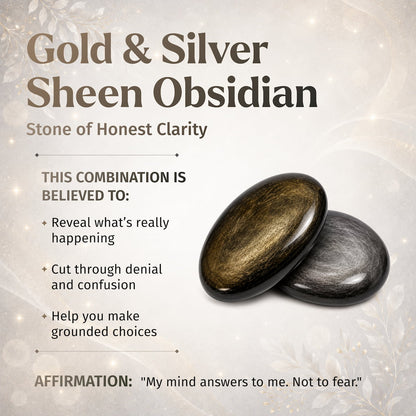 The Upper Hand Gold & Silver Sheen Obsidian Points, glossy stones Conscious Items on Tampa Home & Garden Store