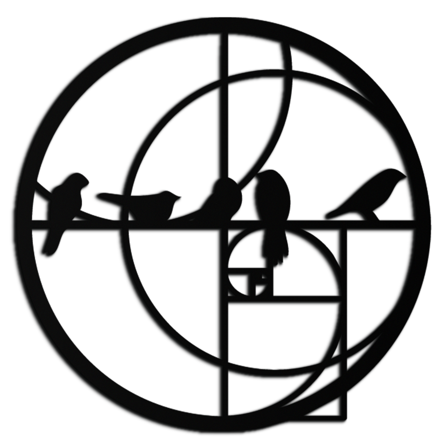 Golden Ratio Birds Metal Wall Art – Fibonacci Spiral and Birds Silhouette Black Steel Decor for Modern Interiors- KAF410 - Tampa Home & Garden Store