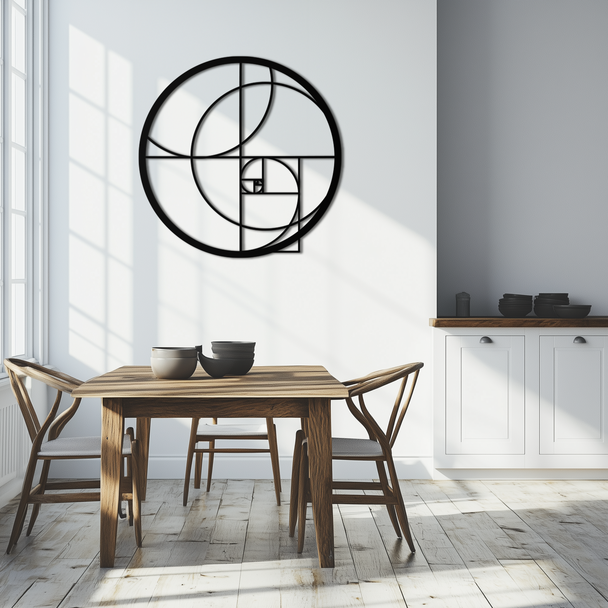 Golden Ratio Circular Metal Wall Art - Fibonacci-Inspired Geometric Design - KAF145 - Tampa Home & Garden Store