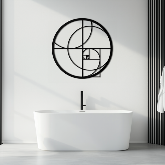 Golden Ratio Circular Metal Wall Art - Fibonacci-Inspired Geometric Design - KAF145 - Tampa Home & Garden Store