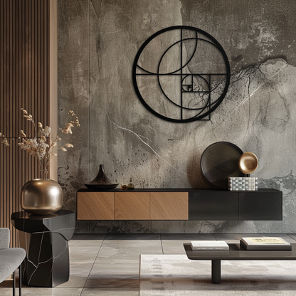 Golden Ratio Circular Metal Wall Art - Fibonacci-Inspired Geometric Design - KAF145 - Tampa Home & Garden Store