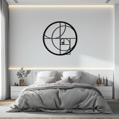 Golden Ratio Circular Metal Wall Art - Fibonacci-Inspired Geometric Design - KAF145 - Tampa Home & Garden Store