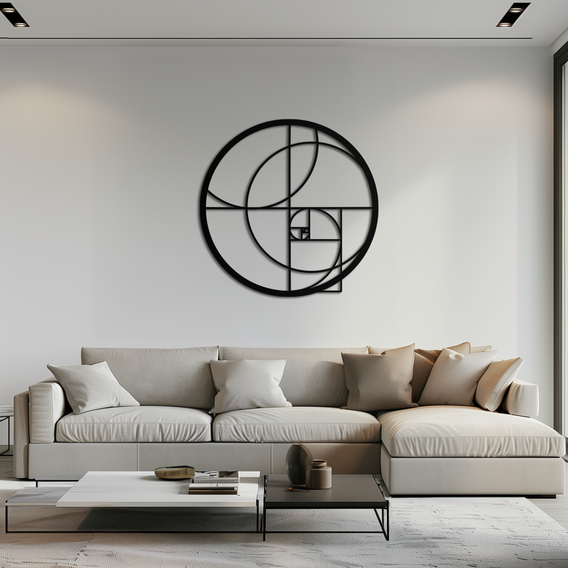 Golden Ratio Circular Metal Wall Art - Fibonacci-Inspired Geometric Design - KAF145 - Tampa Home & Garden Store