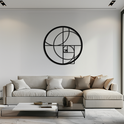 Golden Ratio Circular Metal Wall Art - Fibonacci-Inspired Geometric Design - KAF145 - Tampa Home & Garden Store