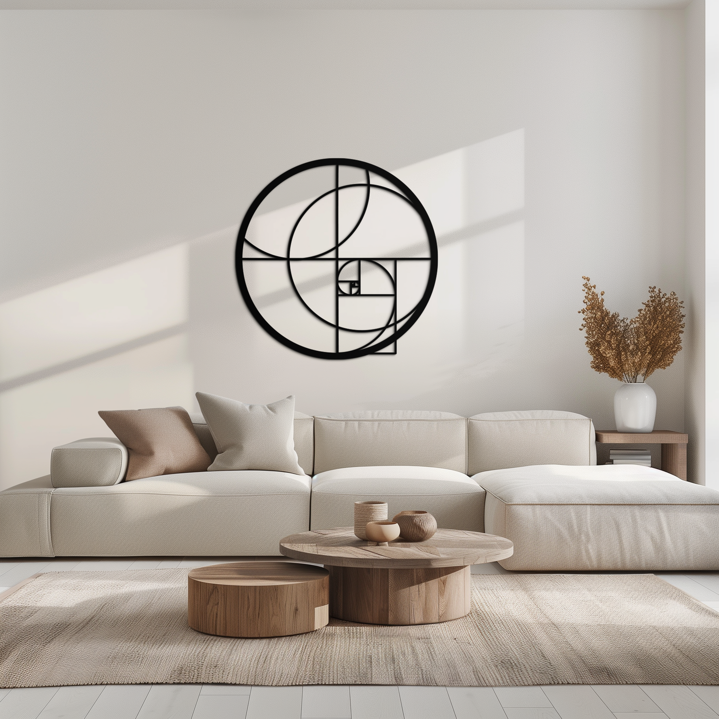 Golden Ratio Circular Metal Wall Art - Fibonacci-Inspired Geometric Design - KAF145 - Tampa Home & Garden Store