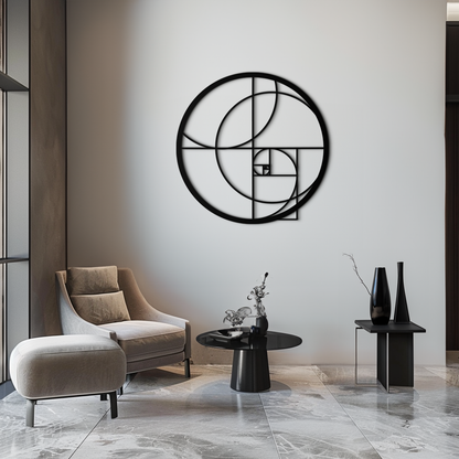 Golden Ratio Circular Metal Wall Art - Fibonacci-Inspired Geometric Design - KAF145 - Tampa Home & Garden Store