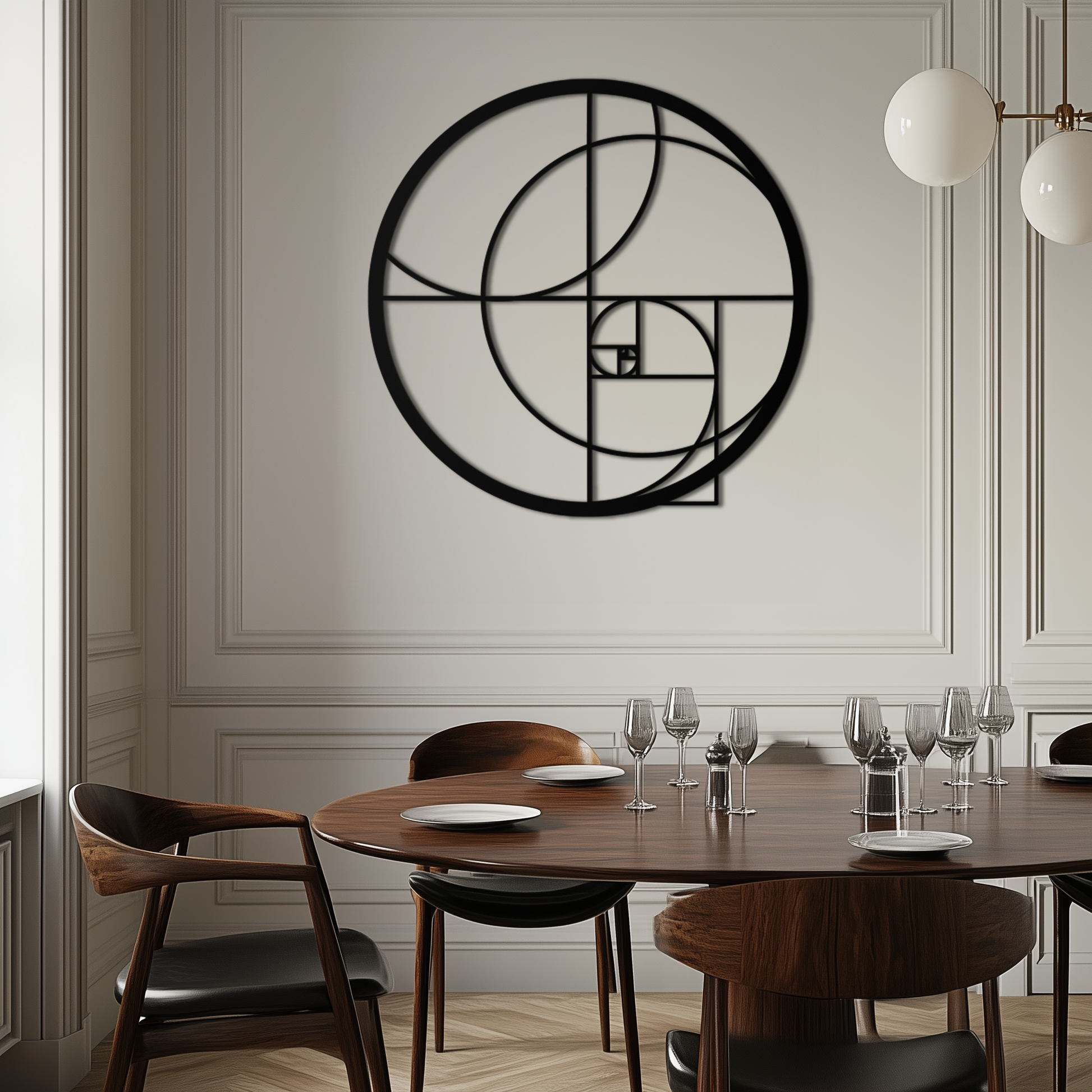 Golden Ratio Circular Metal Wall Art - Fibonacci-Inspired Geometric Design - KAF145 - Tampa Home & Garden Store